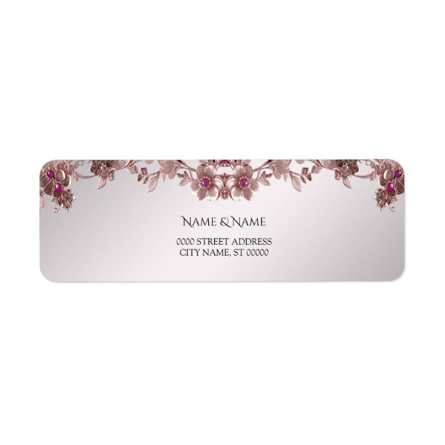 Pink Ornate Floral Return Address Label (Front)