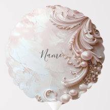 Pink Ornate Pearl and Floral Balloon