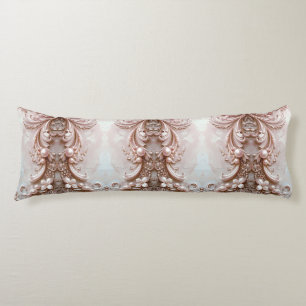 Pink Ornate Pearl and Floral Body Pillow