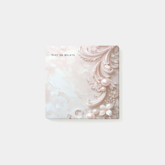Pink Ornate Pearl and Floral Post it Notes