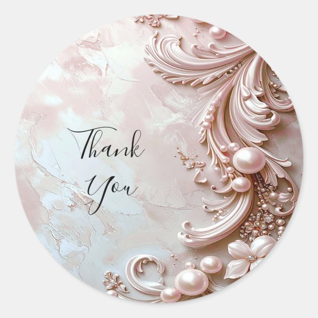 Pink Ornate Pearl and Floral Sticker (Front)