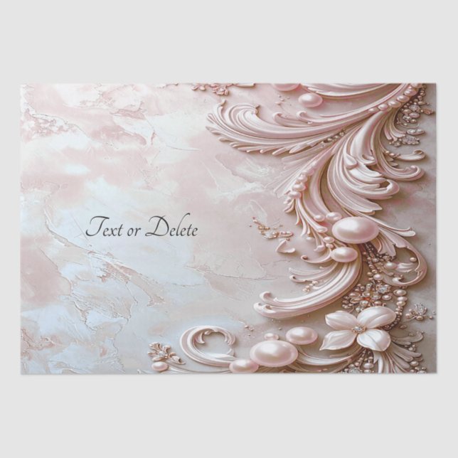 Pink Ornate Pearl and Floral Tissue Paper (Front)