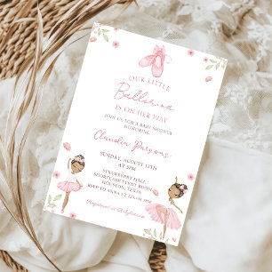 Pink Our Little Ballerina Baby Shower Invitation