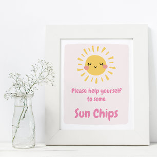 Pink Our Little Sunshine Table Top Birthday Sign
