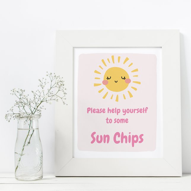 Pink Our Little Sunshine Table Top Birthday Sign (Our Little Sunshine 1st Birthday Party Sign, Girl Summer Birthday Sign, Girls Sun 1st Birthday Party)