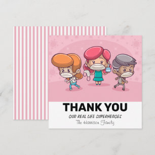 Pink Our Real Life Superheroes   Appreciation Thank You Card