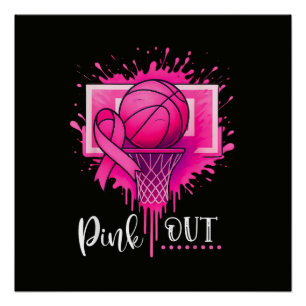 Pink Out Basketball Breast Cancer Awareness Poster