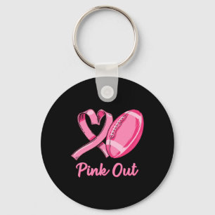 Pink Out Breast Cancer Awareness Bleached Footbyll Key Ring