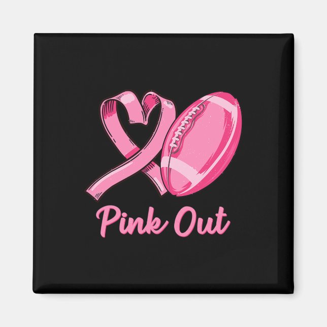 Pink Out Breast Cancer Awareness Bleached Footbyll Magnet (Front)