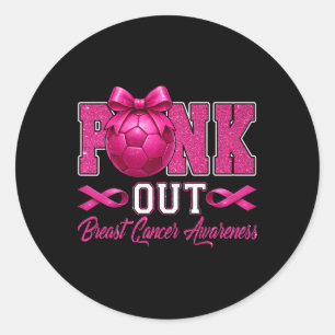 Pink Out Breast Cancer Awareness Coquette Bow And  Classic Round Sticker