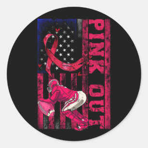 Pink Out Breast Cancer Awareness Football Breast C Classic Round Sticker