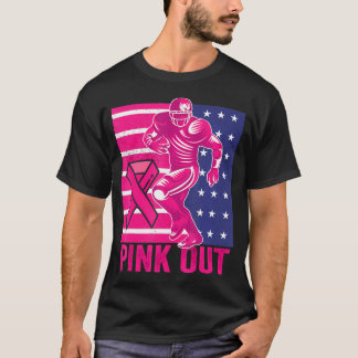 Pink Out Breast Cancer Awareness Football Breast T-Shirt