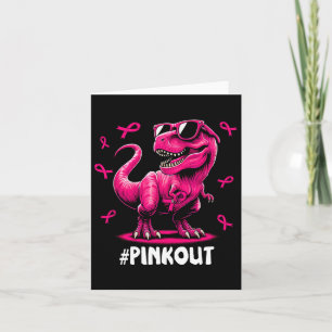 Pink Out Breast Cancer Dinosaur Ribbon Boy Girl Ki Card