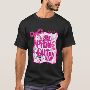 Pink Out Breast Cancer Footll Coquette Bow Mum Gir T-Shirt