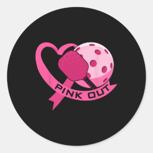 Pink Out Breast Cancer Pink Ribbon Heart & Pic Classic Round Sticker