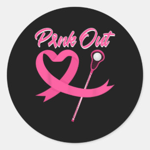 Pink Out Breast Cancer Pink Ribbon Heart With Lacr Classic Round Sticker