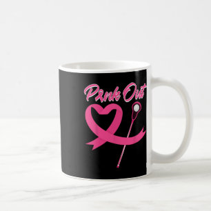 Pink Out Breast Cancer Pink Ribbon Heart With Lacr Coffee Mug