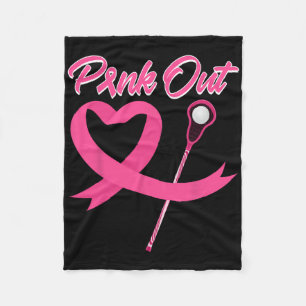 Pink Out Breast Cancer Pink Ribbon Heart With Lacr Fleece Blanket
