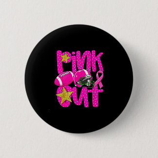 Pink out football pink ribbon breast cancer 6 cm round badge