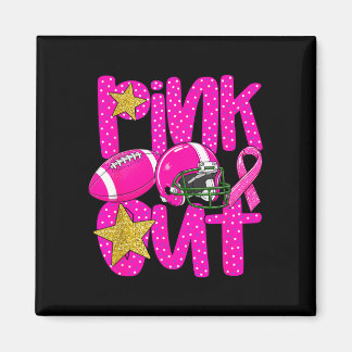 Pink out football pink ribbon breast cancer magnet