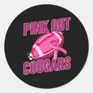 Pink Out Football Tackle Breast Cancer Classic Round Sticker
