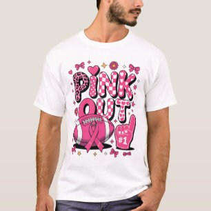 Pink Out Footbyll Breast Cancer Awareness T-Shirt