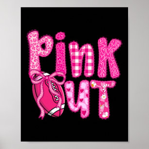 Pink Out Footll Bow Preppy Breast Cancer Awareness Poster