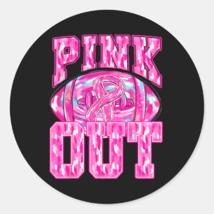 Pink Out Footll Breast Cancer Tackle Breast Cancer Classic Round Sticker