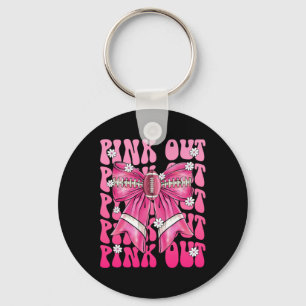 Pink Out Footll Pink Coquette Bow Breast Cancer Aw Key Ring