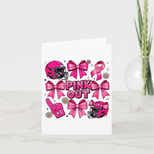 Pink Out Funny Footbyll Breast Cancer Awareness Ga Card