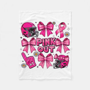 Pink Out Funny Footbyll Breast Cancer Awareness Ga Fleece Blanket
