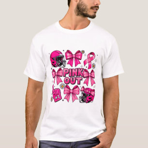 Pink Out Funny Footbyll Breast Cancer Awareness Ga T-Shirt