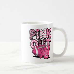 Pink Out Game Day Breast Cancer Awareness Footbyll Coffee Mug