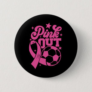 Pink Out Kick For A Cure Soccer Breast Cancer Pink 6 Cm Round Badge