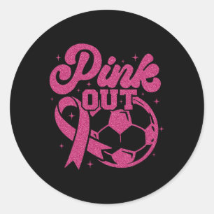 Pink Out Kick For A Cure Soccer Breast Cancer Pink Classic Round Sticker