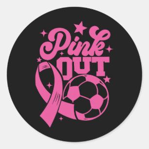 Pink Out Kick For A Cure Soccer Breast Cancer Pink Classic Round Sticker