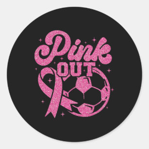 Pink Out Kick For A Cure Soccer Breast Cancer Pink Classic Round Sticker