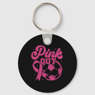Pink Out Kick For A Cure Soccer Breast Cancer Pink Key Ring