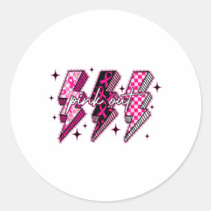 Pink Out Lace Lightning Halloween Breast Cancer Aw Classic Round Sticker