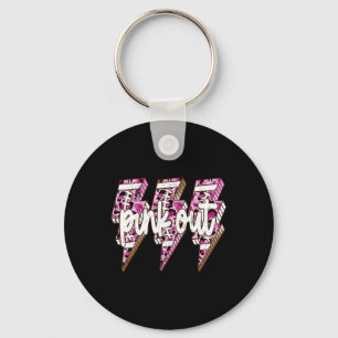 Pink Out Leopard Lightning Bolt Breast Cancer Awar Key Ring