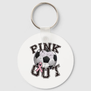 Pink Out Soccer Team Breast Cancer Awareness Month Key Ring