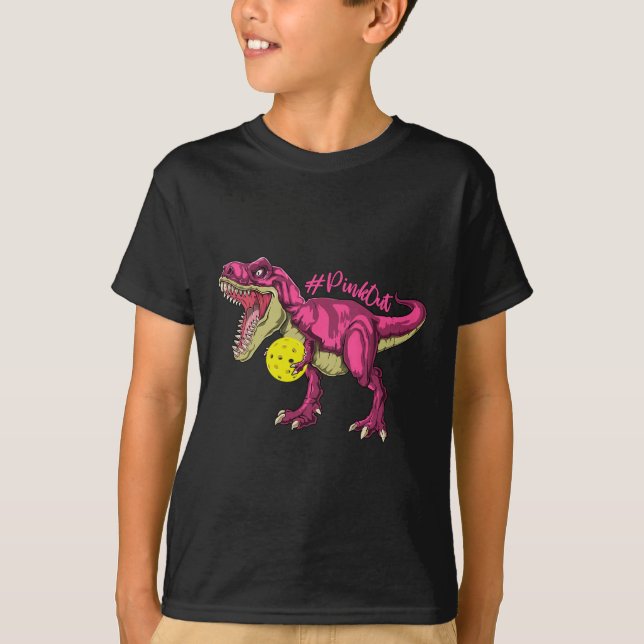 Pink Out T Rex And Picklebyll Byll Breast Cancer A T-Shirt (Front)
