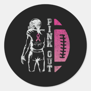 Pink Out Tackle Breast Cancer Awareness American F Classic Round Sticker