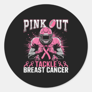 Pink Out Tackle Breast Cancer Awareness American F Classic Round Sticker