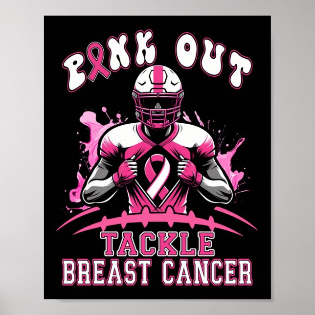 Pink Out Tackle Breast Cancer Awareness American Poster (Front)