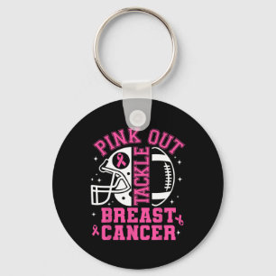 Pink Out Tackle Breast Cancer Awareness Ribbon Foo Key Ring