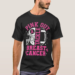 Pink Out Tackle Breast Cancer Awareness Ribbon Foo T-Shirt