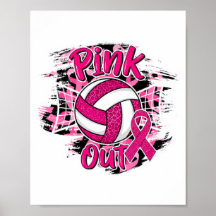 Pink Out Volleybyll Breast Cancer Awareness Suppor Poster