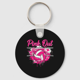 Pink Out Volleyll Breast Cancer Awareness Support Key Ring