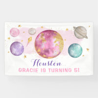 Pink Outer Space Galaxy Pink Gold Birthday Party